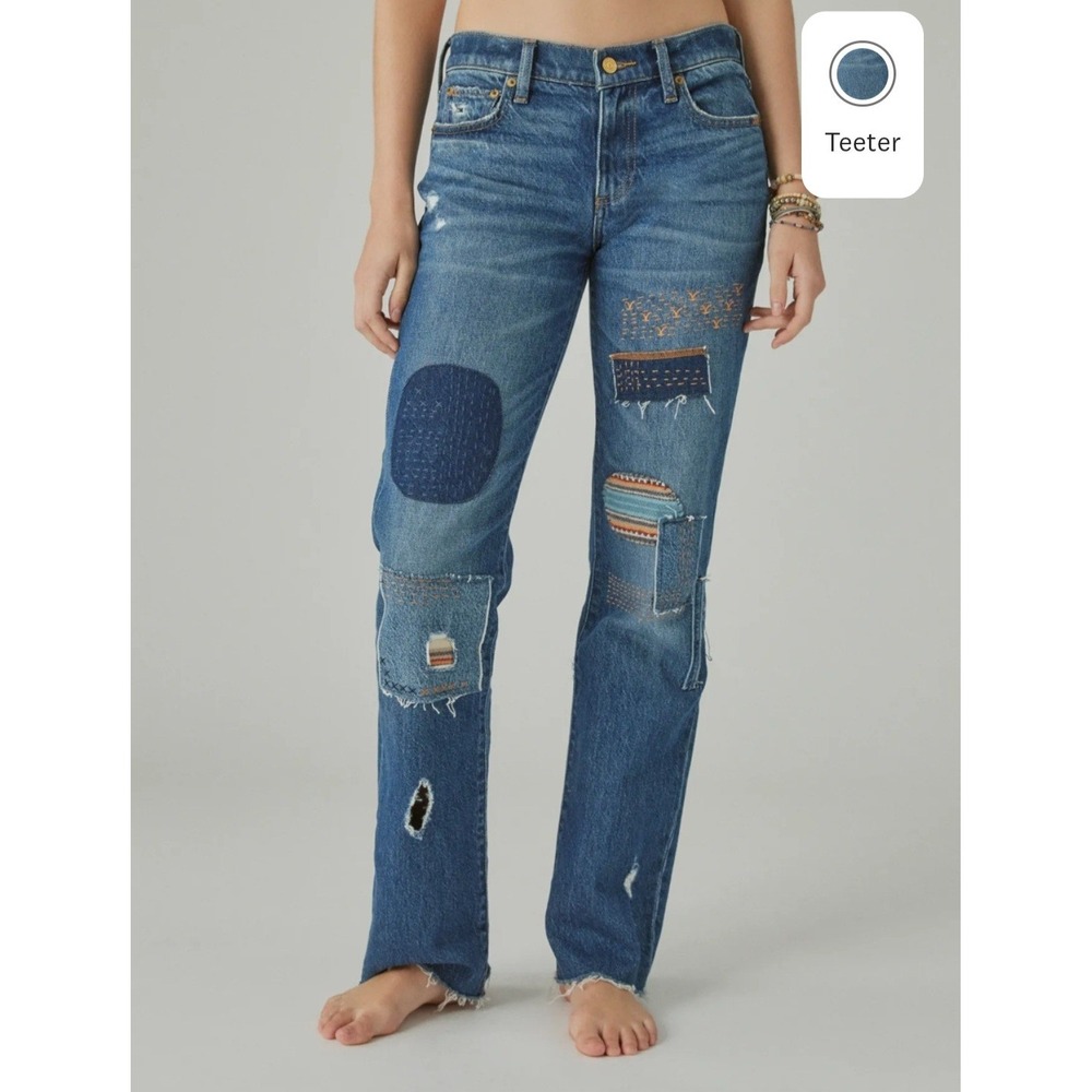 Lucky Brand Yellowstone Easy Rider Mid Rise Bootcut Patchwork Jeans Teeter 8/29R